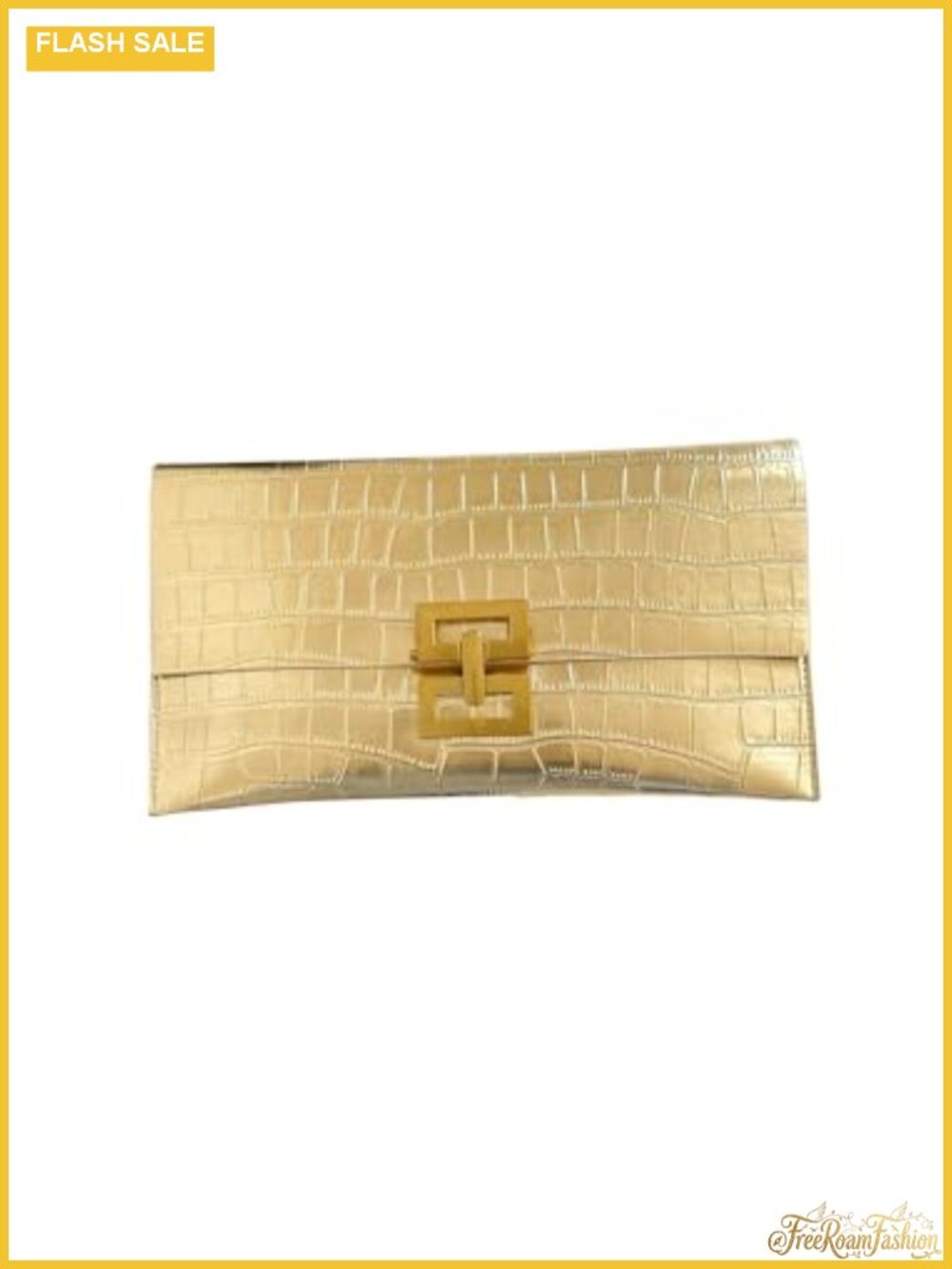 Metallic Faux Leather Envelope Clutch Evening Bag